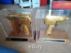 2 Gold Plated Snap-On Tools 3/8 1/2 Drive Air Impact Wrench Dealer Awards
