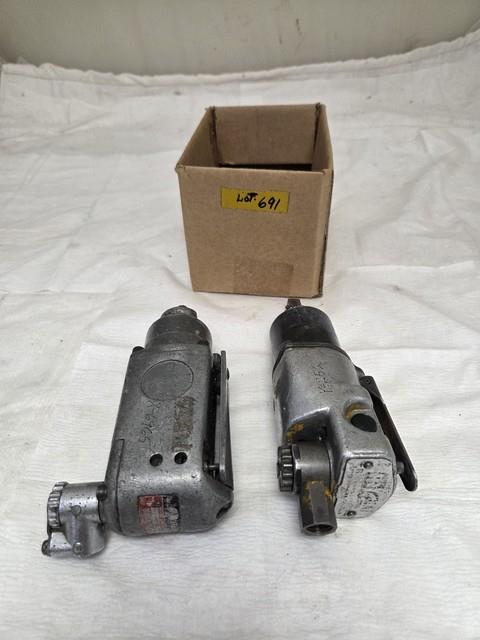 2pc Vintage Pneumatic Air Impact Wrench Angle Industrial Tools Lot. 691