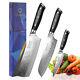 3pcs Kitchen Knife Set Damascus Steel Chef Knife Meat Chopper Salmon Slicer Tool