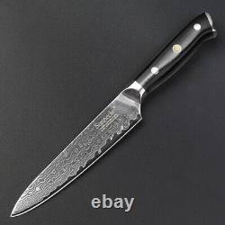 3PCS Kitchen Knife Set Damascus Steel Chef Knife Meat Chopper Salmon Slicer Tool