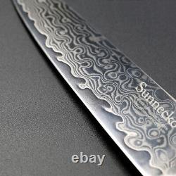 3PCS Kitchen Knife Set Damascus Steel Chef Knife Meat Chopper Salmon Slicer Tool