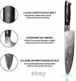 3PCS Kitchen Knife Set Japanese VG10 Damascus Steel Chef Knife Meat Cleaver Tool