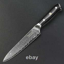 3PCS Kitchen Knife Set Japanese VG10 Damascus Steel Chef Knife Meat Cleaver Tool