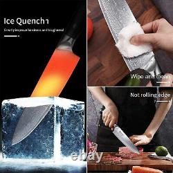 3PCS Kitchen Knives Set Damascus Steel Japanese Nakiri Knife Chef Cutlery Tools