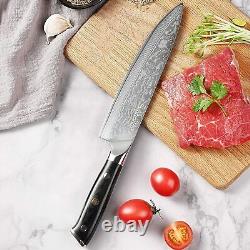 3PCS Kitchen Knives Set Damascus Steel Japanese Nakiri Knife Chef Cutlery Tools