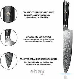 3PCS Kitchen Knives Set Japanese Nakiri Knife Chef Cutlery Tools Damascus Steel