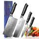 4pcs Kitchen Knife Set Damascus Steel Chinese Meat Cleaver Chef Knife Fruit Tool