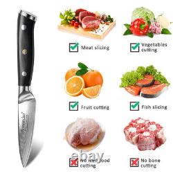 4PCS Kitchen Knives Set Chef Knife Damascus Steel Meat Cleaver Bread Slicer Tool