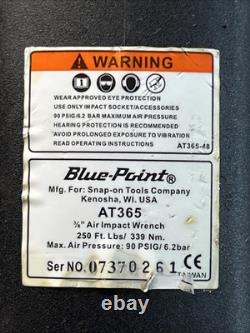 Blue Point AT365 3/8 Drive Air Impact Gun Wrench 10,000 RPM Low Usage Tool