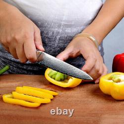 Chef knife + Utility Knife Damascus Steel Kitchen Meat Slicer Sushi Cutlery Tool