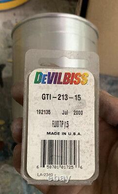 Devilbiss GTi Millennium HVLP Gravity Feed Spray Gun 3 Fluid Tips and Cup