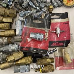 HUGE Lot of NOS & Vintage BRASS LOCKING TIRE AIR CHUCKS, Connectors Etc. M0724