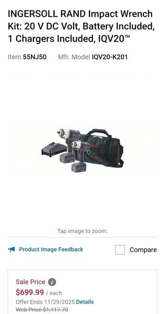 Ingersoll Rand Impact Wrench Kit (used Only 1 Time -basically New)