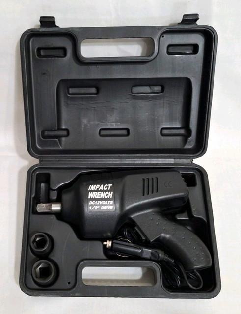Impact Wrench Kit 1/2 Drive Dc 12 Volts Car Lighter Plug In With Sockets And Case