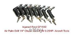 Ingersoll Rand QP151D Air Palm Drill 1/4 Chuck 1500 RPM 0.25HP- Aircraft Tools
