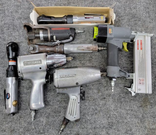 Lot Of 7 Craftsman Air Tools Impacts, Ratchets, Nail Gun And Cut-off Tool