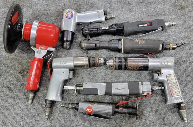Lot Of 8 Air Tools Ratchet, Hammer Drill, Sander, Reciprocating Saw