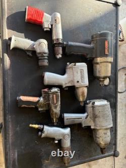 Lot of 7 Working Pneumatic Air Tools Craftsman Impact Wrench Drill Ratchet Teste