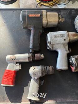 Lot of 7 Working Pneumatic Air Tools Craftsman Impact Wrench Drill Ratchet Teste
