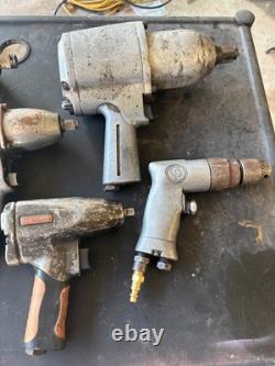 Lot of 7 Working Pneumatic Air Tools Craftsman Impact Wrench Drill Ratchet Teste