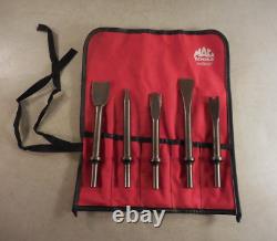 MAC TOOLS Air Hammer 5 Piece Chisel Bit Set withRed Pouch AHBK5P CLEAN