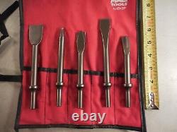 MAC TOOLS Air Hammer 5 Piece Chisel Bit Set withRed Pouch AHBK5P CLEAN