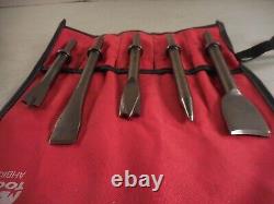 MAC TOOLS Air Hammer 5 Piece Chisel Bit Set withRed Pouch AHBK5P CLEAN