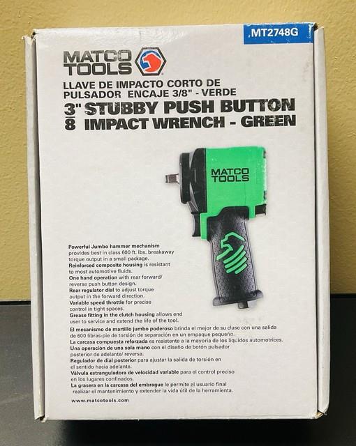 Matco Mt2748 3/8 Drive Stubby Air Impact Wrench Green Pneumatic Tool