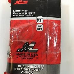 Milton S-516 Red Gray Dual Head Straight Foot Chuck Tire Inflator Gauge Used