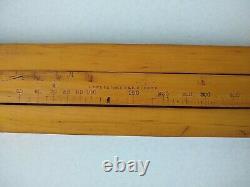 RARE Antique Wood & Brass Ruler, Slide Rule, Air, Gas Pressure Measure, 40 in