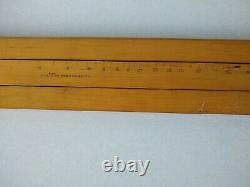 RARE Antique Wood & Brass Ruler, Slide Rule, Air, Gas Pressure Measure, 40 in