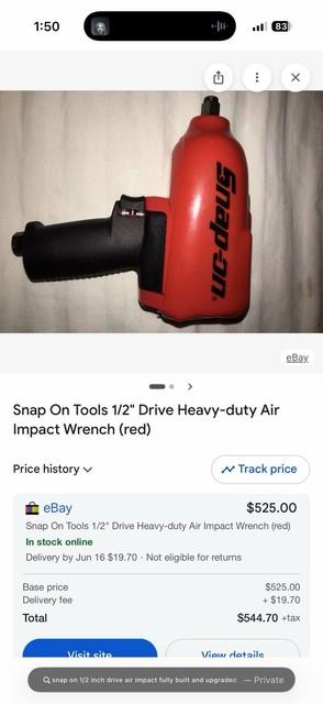 Snap 1/2 Inch Drive Air Impact With Upgraded Kit Installed