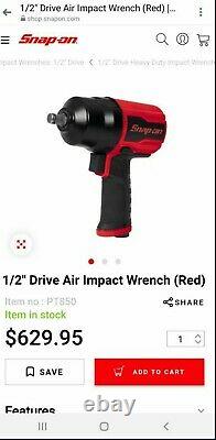 Snap On PT850GMG 1/2-Inch Drive HD Pneumatic Air Impact Wrench With Boot Cover