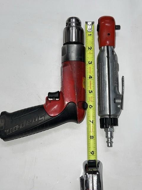 Snap-on Air Drill & 3/8 Air Ratchet Pneumatic Tool Lot