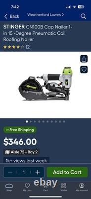 Stinger Air Tools CN100B Pneumatic Cap Nailer MINT