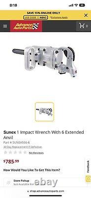 Sunex Tools 1 in. Drive Impact Wrench with 6 in. Extension Anvil SUNSX556-6 USED